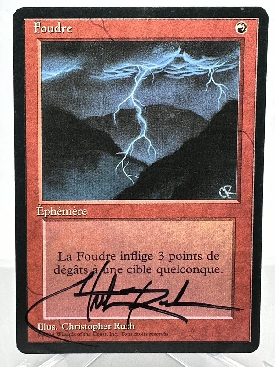 mtg プレイマット 稲妻 サインド Christopher Rush シリアル mtg