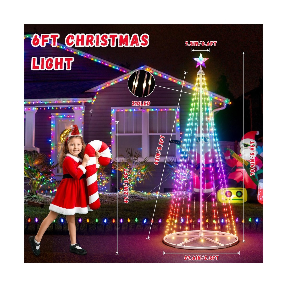 6FT LED Smart Christmas Tree - Outdoor & Indoor Lighted Christmas