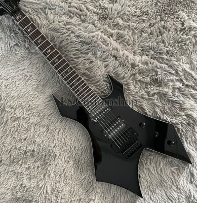 Black 7 String BC Warlock Extreme Widow Electric Guitar FR Tremolo