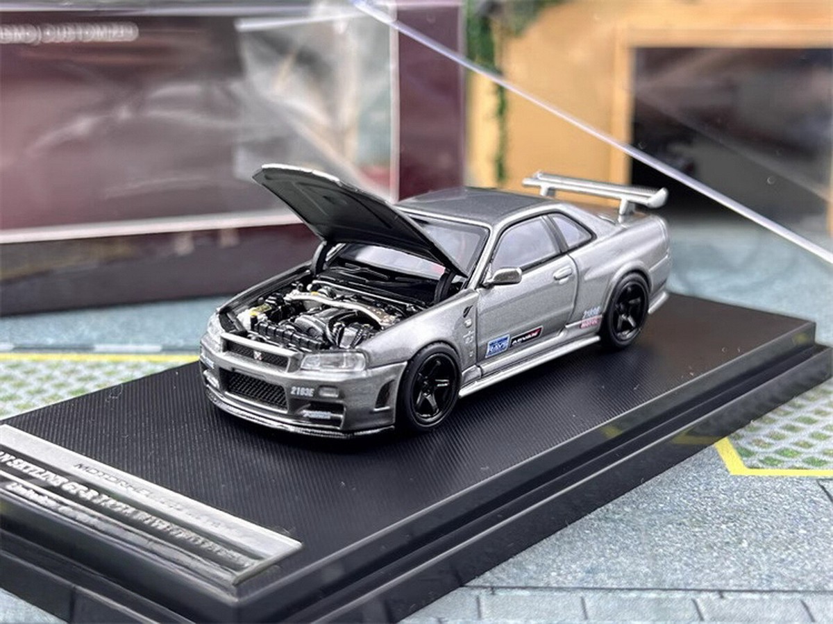 MH 1/64 Scale GT-R R34 NISMO CRS VER Grey2 Diecast Car Model Toy
