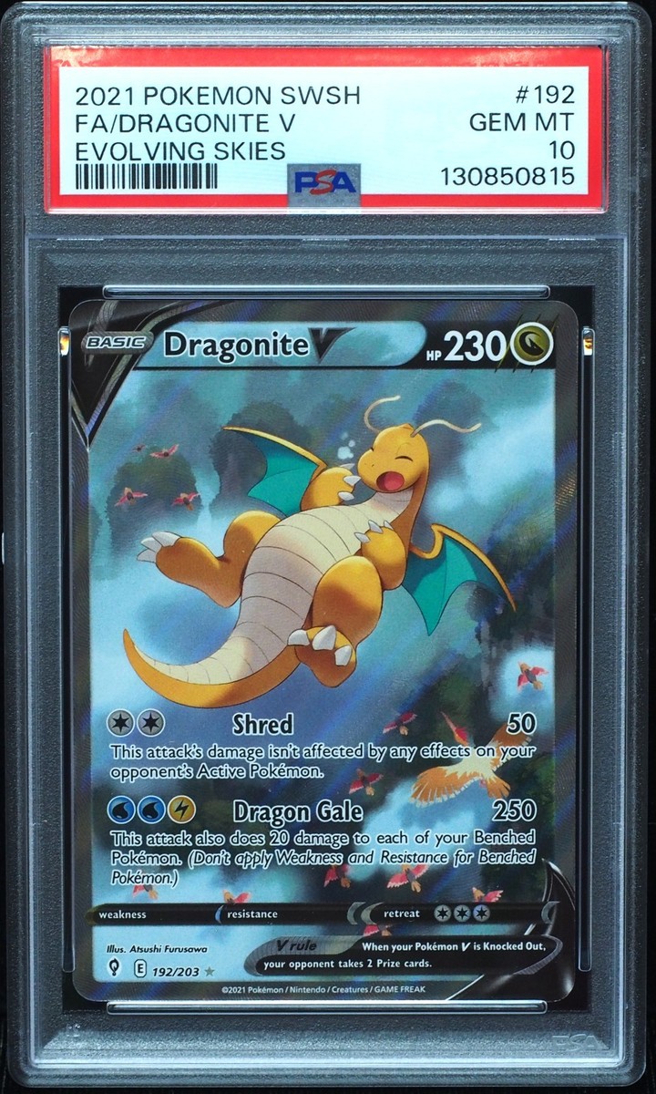 Dragonite V 192 PSA 10 Gem Mint Evolving Skies Pokemon Card #815