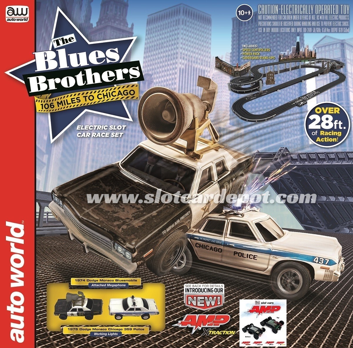 Auto World 28' Blues Brothers 106 Miles to Chicago Giant Slot Car