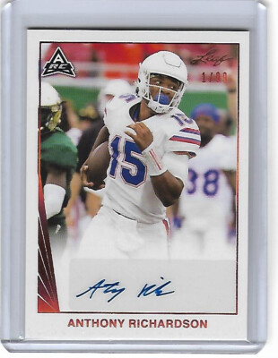 Anthony Richardson 2021 Leaf Memories RC Card AUTO FIRST 1 Rookie