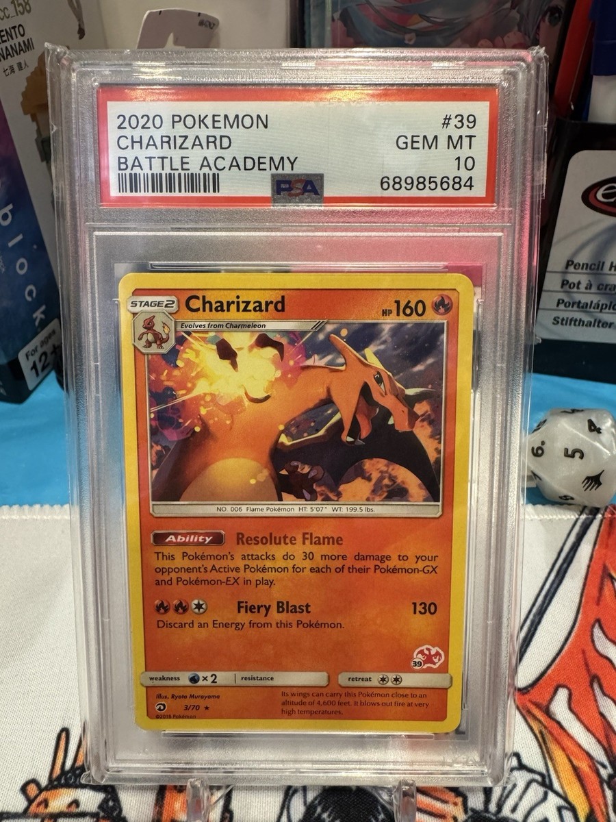 Pokemon Card PSA 10 GEM MT Charizard 3/70 Battle Academy 39