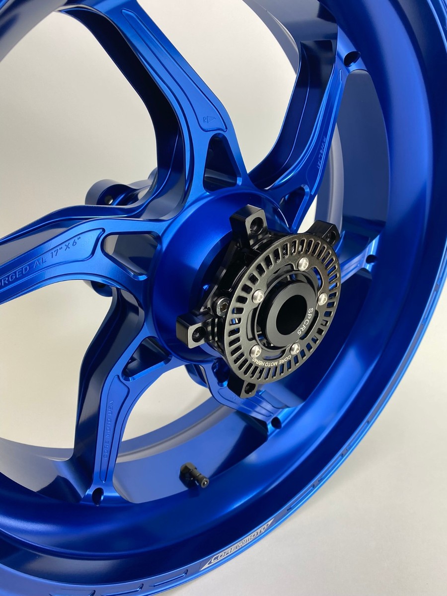 Core moto Apex-6 forged wheels fit GSXR 1000 2017-2025 gloss blue