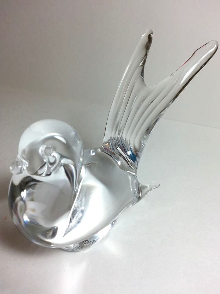 MURANO Signed Crystal Clear Glass Bird by V. Nason & C. Murano
