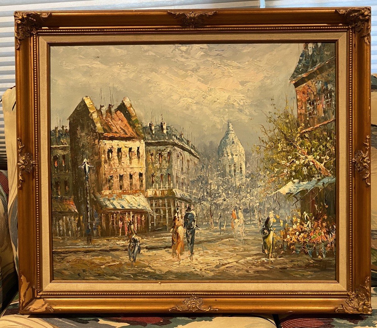 Original Vintage Signed Caroline Burnett Oil Painting Paris Street