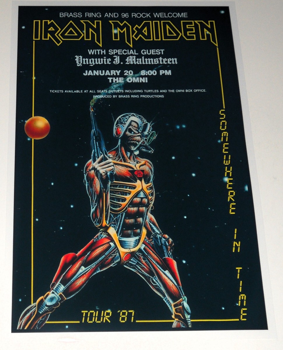 Large Iron Maiden SOMEWHERE IN TIME Tour Metal 1987 Promo Poster
