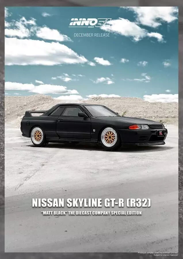 1/64 Nissan Skyline GR-R R32 (RHD) Matt Black Diecast By Inno
