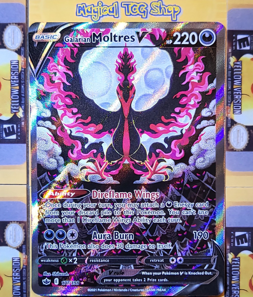 Pokemon Galarian Moltres V SWSH Chilling Reign Holo Ultra Rare 177