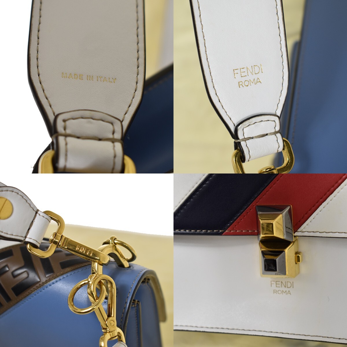 FENDI x FILA Collaboration 2Way Hand Bag Zucca Leather Brown White