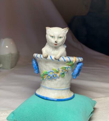 Kitten Cat in Flower Basket Antique c1870 Porcelain | eBay