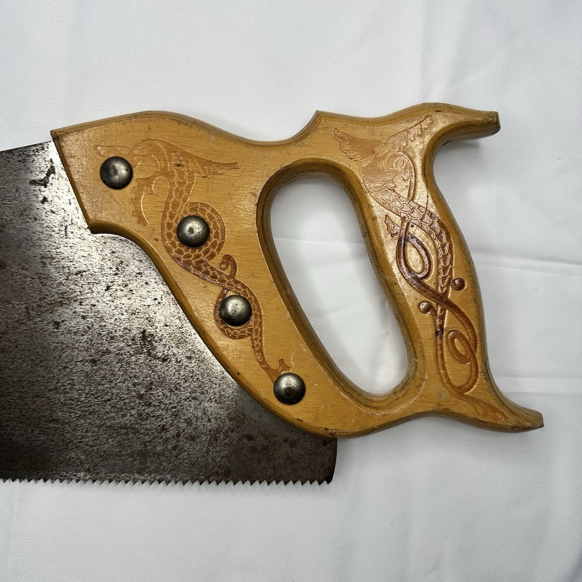 Vintage Sandvik 271 Sweden Woodworking Hand Saw Decorative Dragon