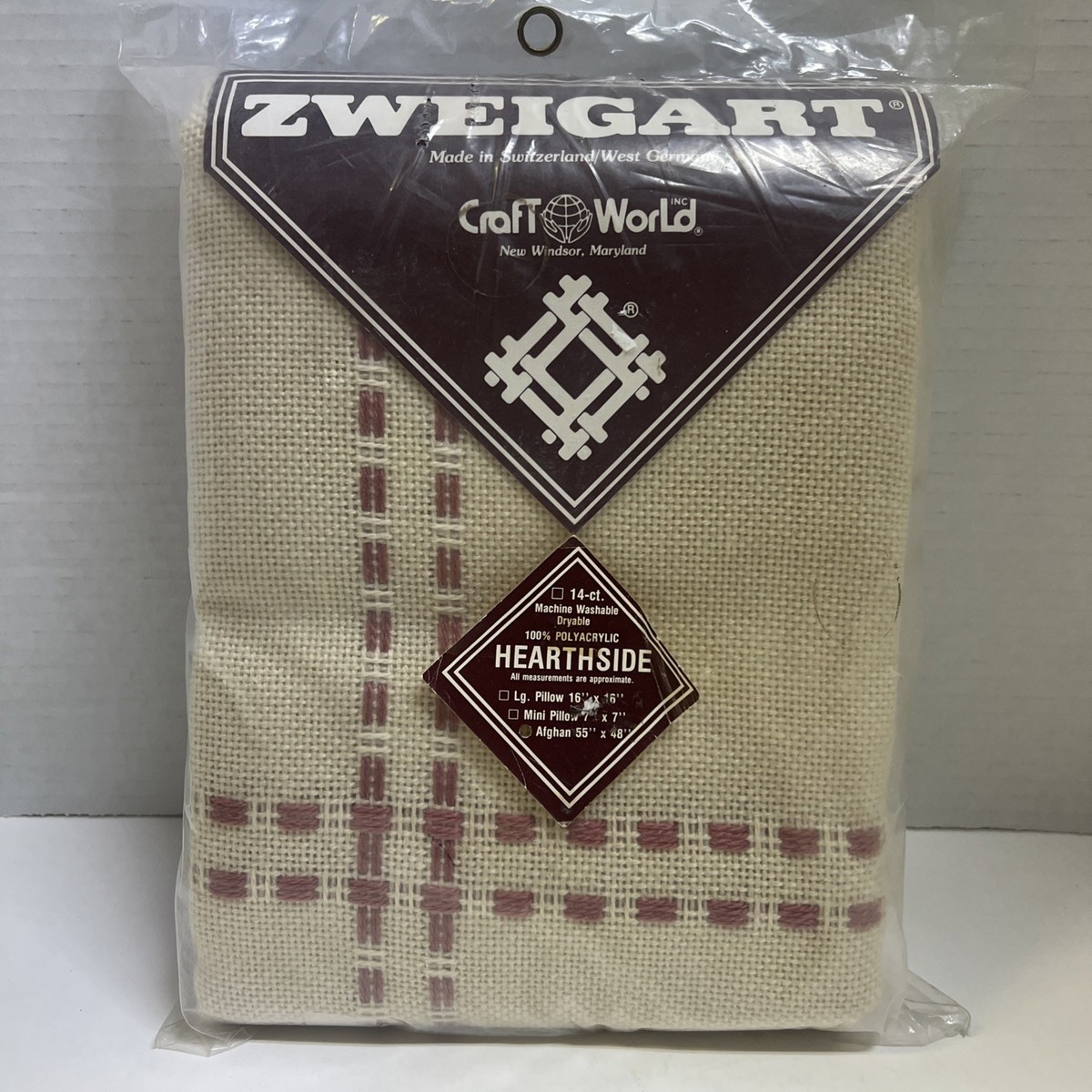 Vtg Zweigart Hearthside Afghan Cross Stitch Fabric 55”x48” Beige