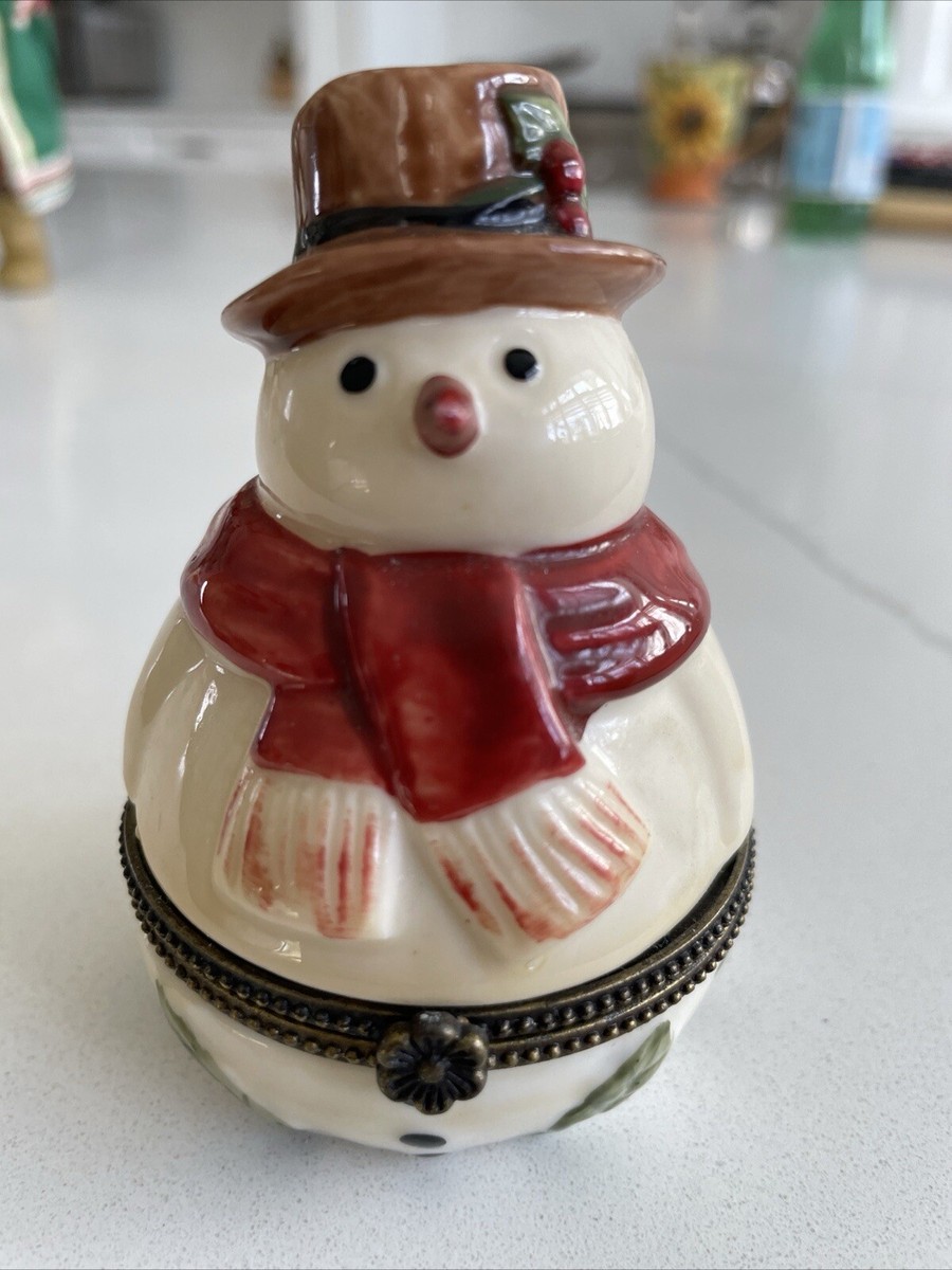 Villeroy & Boch Snowman Hinged Trinket Box 1748 Christmas Ornament