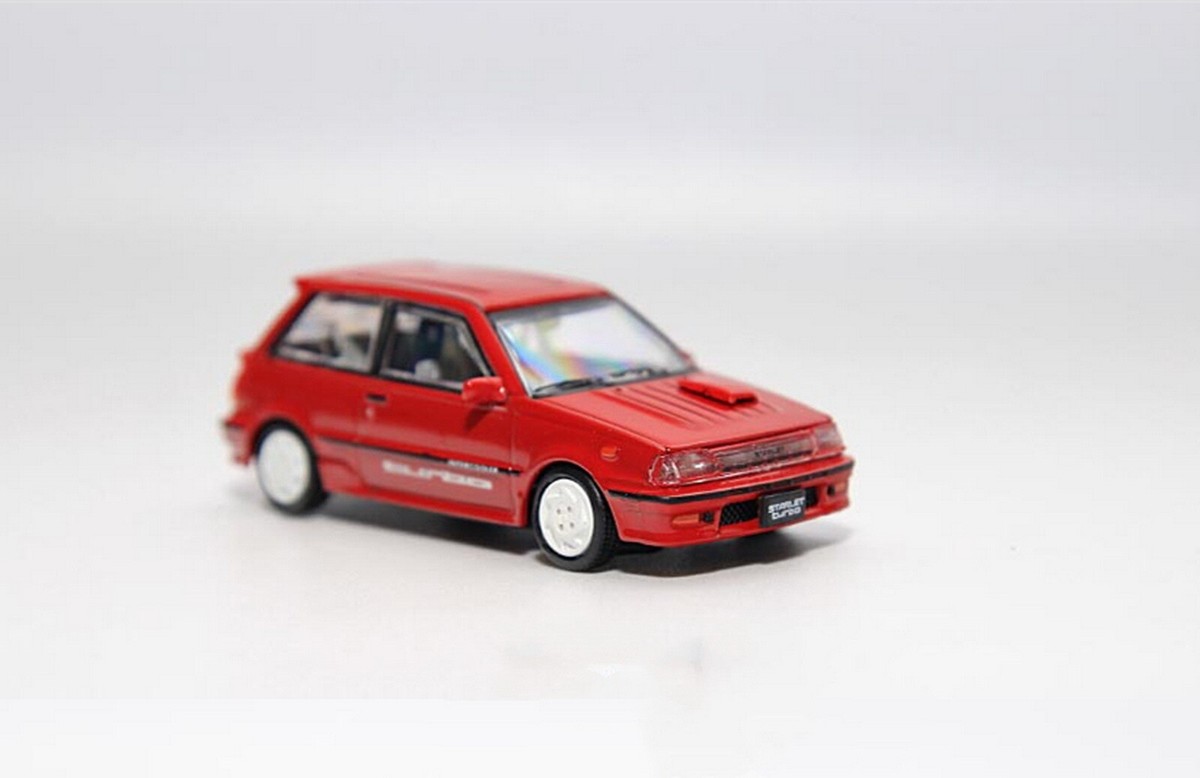 BMC 1/64 Toyota Starlet 1988 Turbo S Red Diecast Car Model Toy