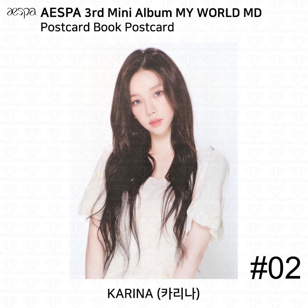 Aespa Official MD MY WORLD Epoxy Sticker Postcard Book KARINA