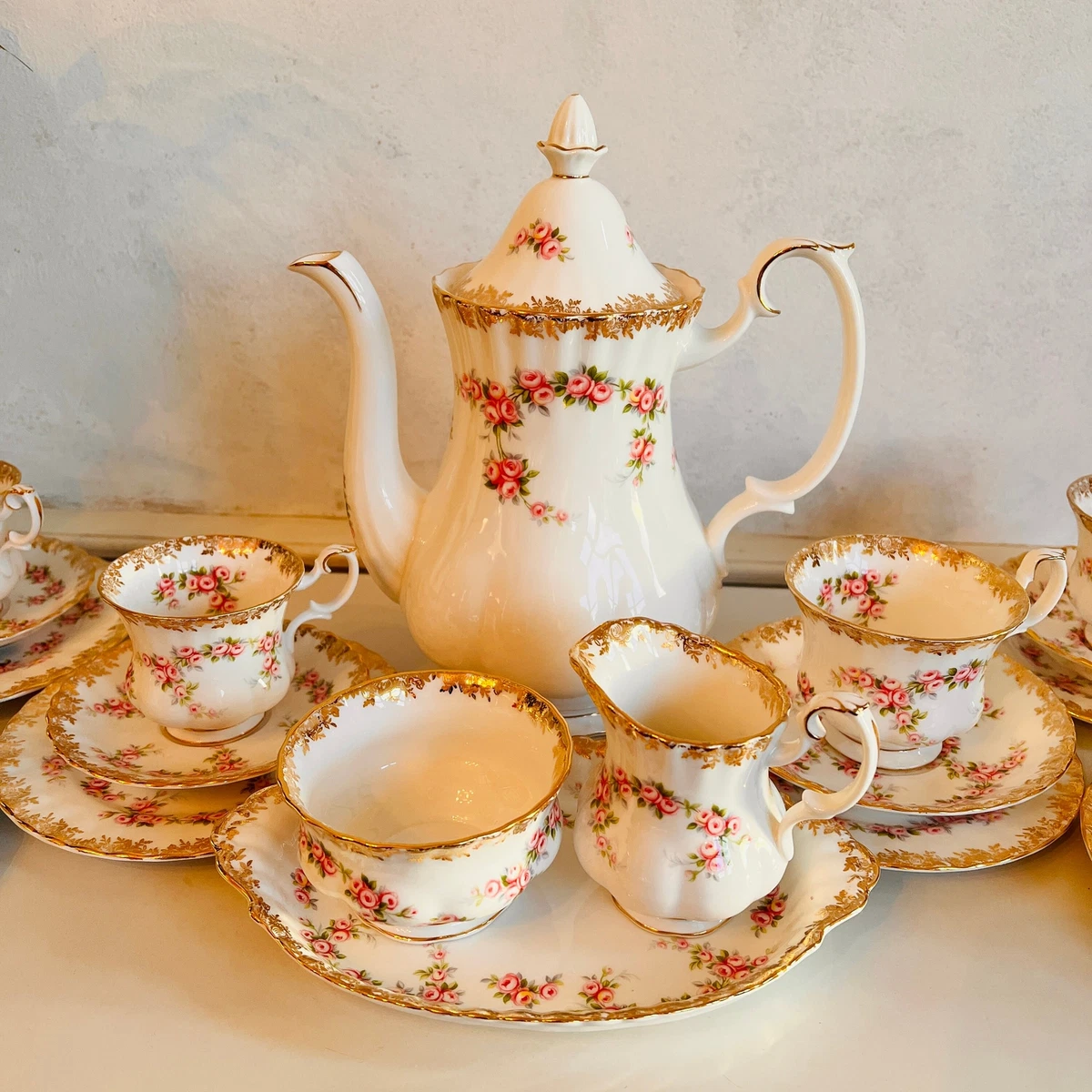 Royal Albert Dimity Rose China Set – 1969 Limited Edition, English