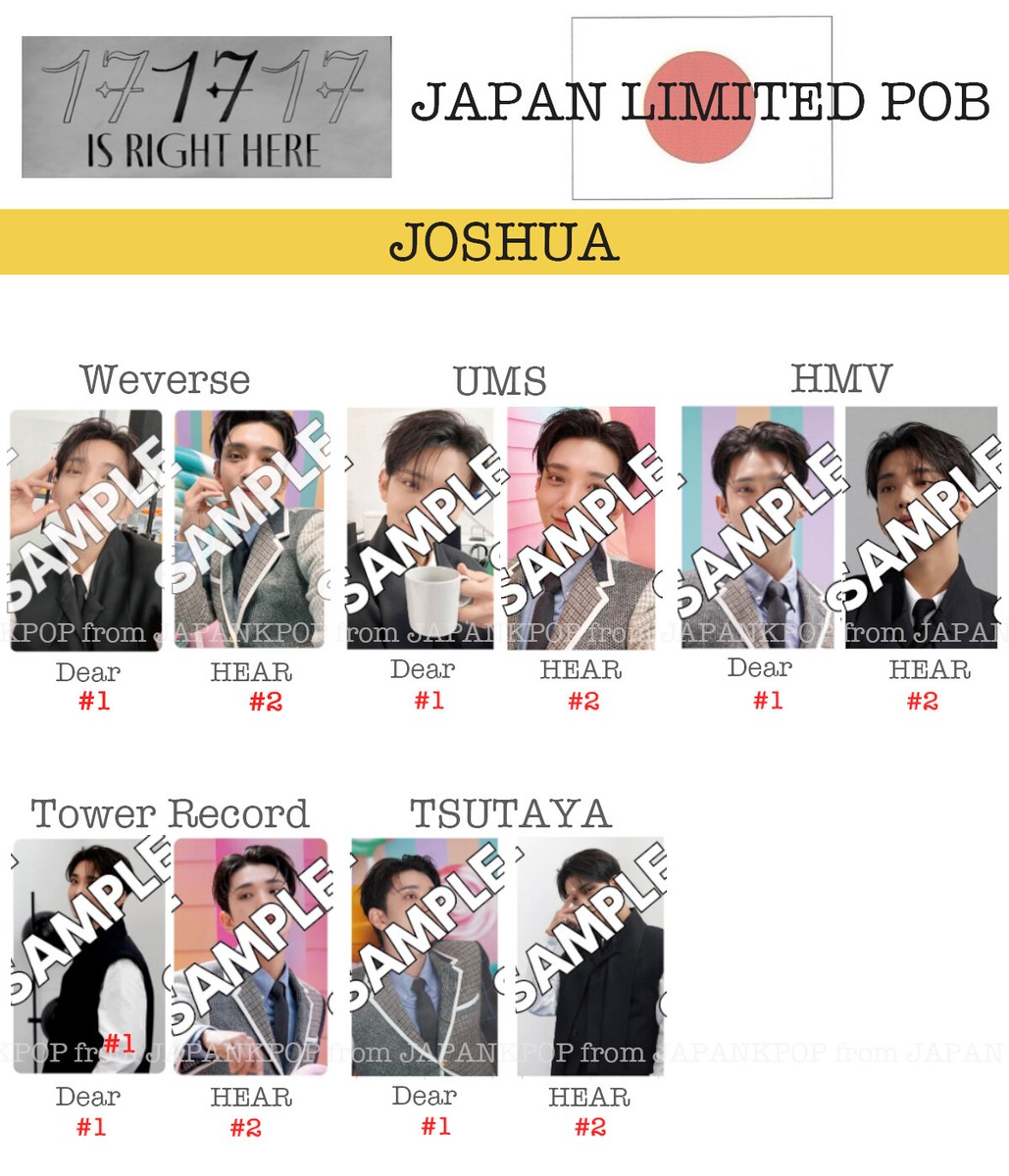 JOSHUA SEVENTEEN 17 IS RIGHT HERE DEAR HEAR Japan POB Photocard