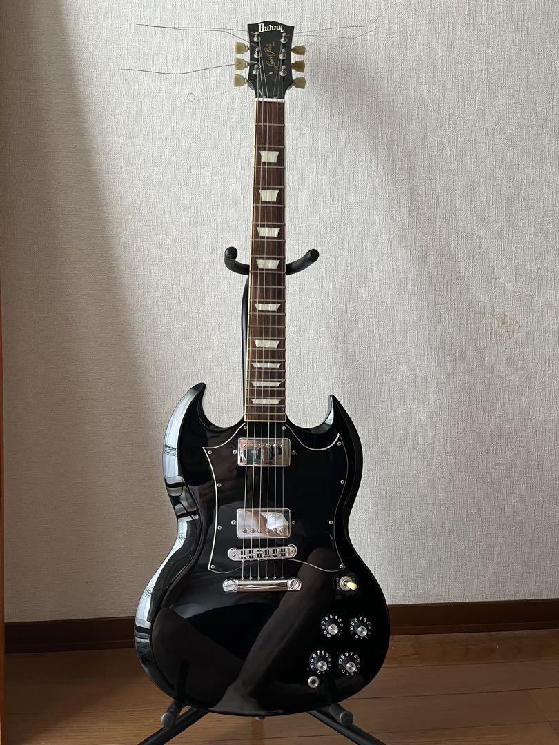 Burny Super Grade model SG type Black W/Gig bag Electric Guitar