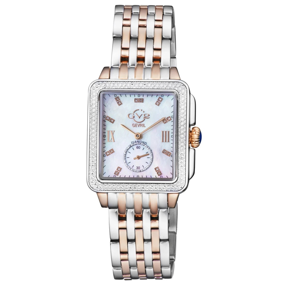GV2 by Gevril Women's 9254B Bari Diamond MOP Dial Two/Tone Swiss