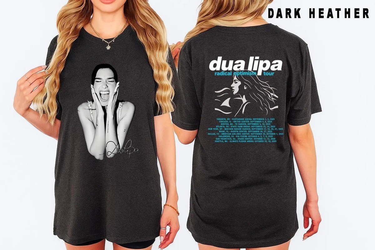 Dua Lipa Radical Optimism Tour Merch Concert Music Double Sided T
