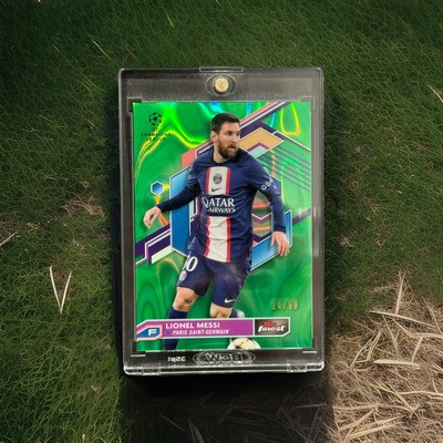 2022-23 Topps Finest UCL PSG Lionel Messi Green Lava Refractor /99