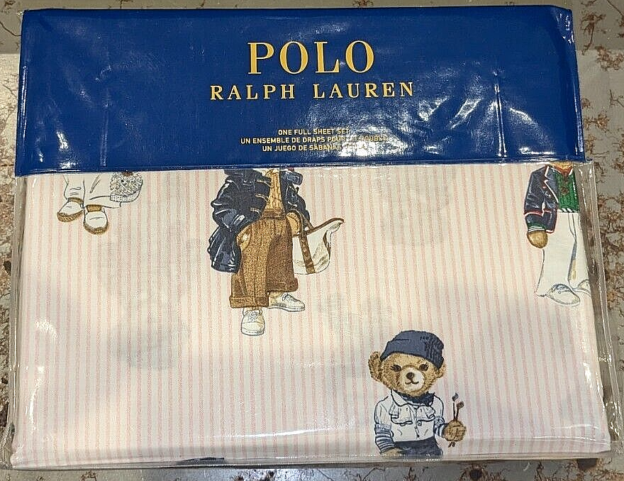 New 2024 Version Polo RL Female Polo Bear Sheet Set In Pink Oxford