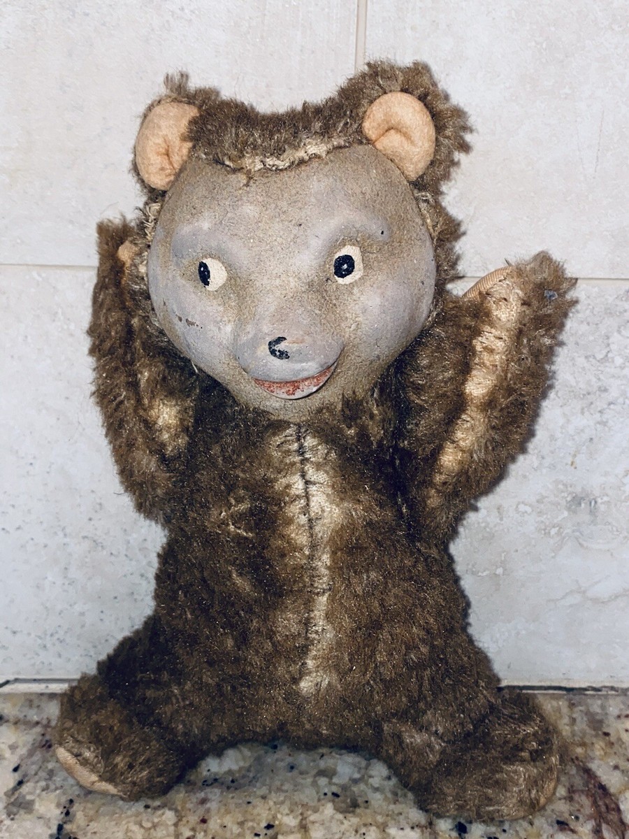 8” Antique Teddy Bear Plush Stuffed Animal Brown Germany Vintage