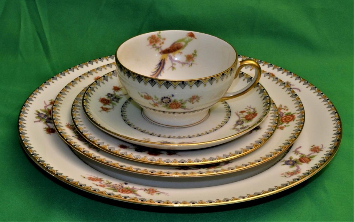 Antique ELITE LIMOGES France BIRD of PARADISE Pattern 5 Pc Place
