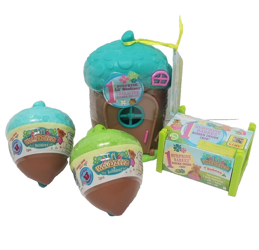 Surprise Lil Woodzeez Mini Acorn Bobbleez House Babeez Crib Animal