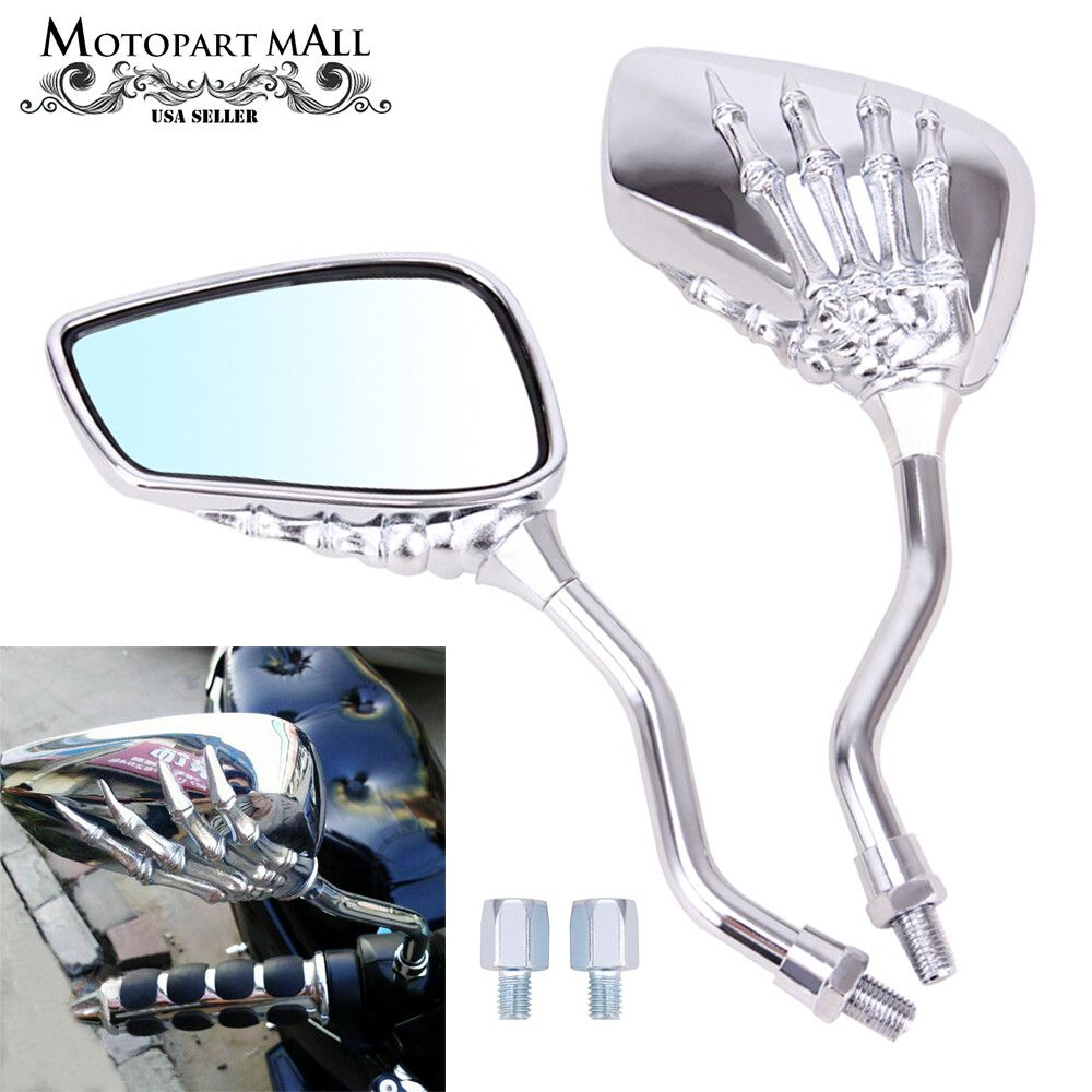 NEW CHROME SKULL HAND MIRRORS FOR HONDA SHADOW REBEL 750 1100 VTX