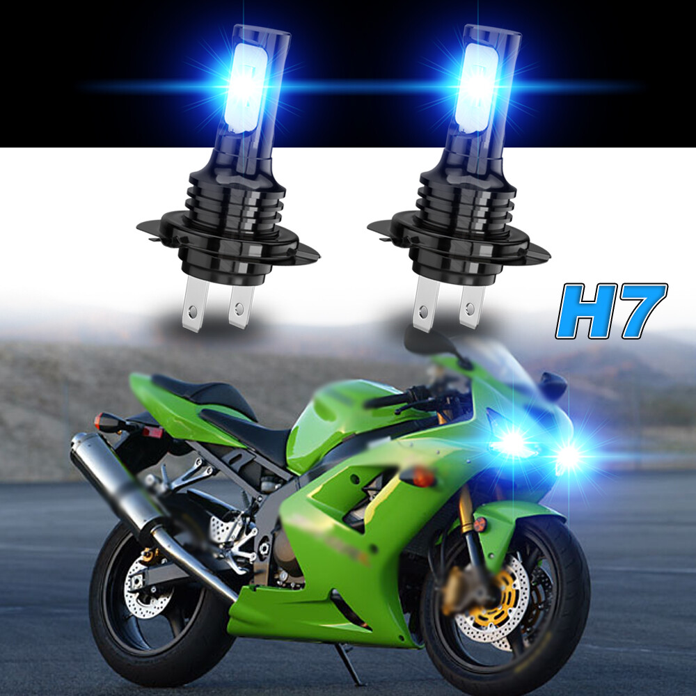 2x H7 LED Headlight 8000K Blue For Kawasaki ZX636 Ninja ZX-6R 04