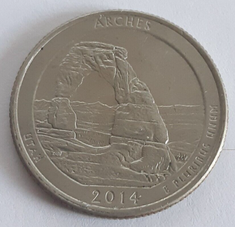 2014 P ATB Quarter Error Arches Improperly Annealed Planchet w