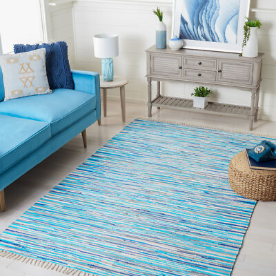 Safavieh Rag Rug TURQUOISE / MULTI 10' X 14' Area Rug - RAR129C-10