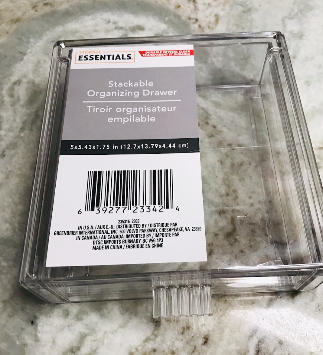 Storage Essentials Stackable Organizing Drawer:5x5 .43x1 inch
