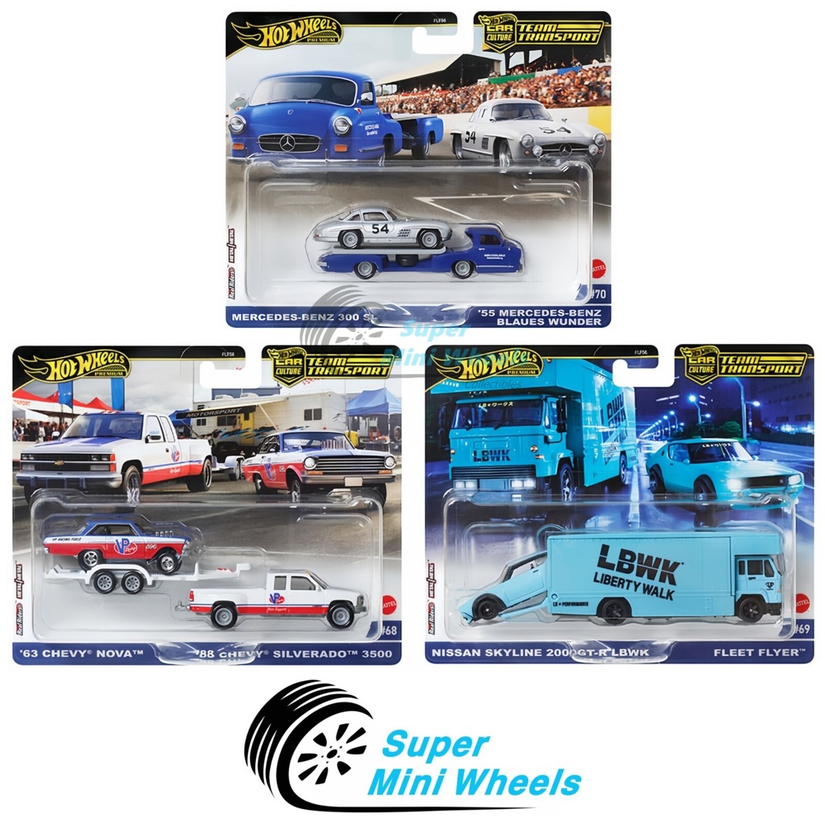 Hot Wheels 2024 Car Culture Team Transport C Case Set of 3 Cars