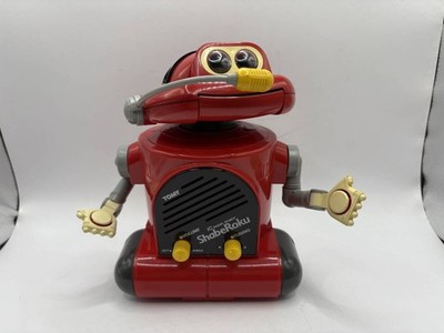 TOMY Shaberoku Talking Radio Robot Red Retro Vintage Tested Works