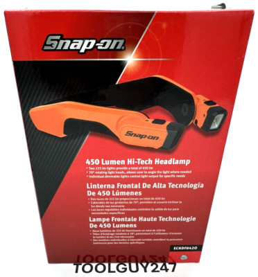 SNAP ON ECHDF042 O HIGH-TECH HEADLAMP LIGHT ORANGE 450 LUMENS