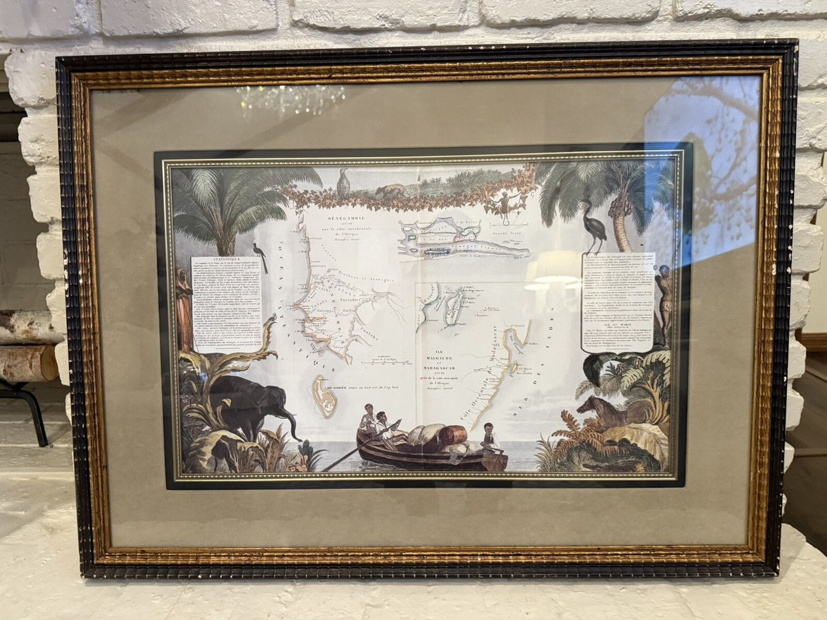 額装品 西洋古地図 1856年 Levasseur 「パリ全図」 美品 ☆雰囲気◎