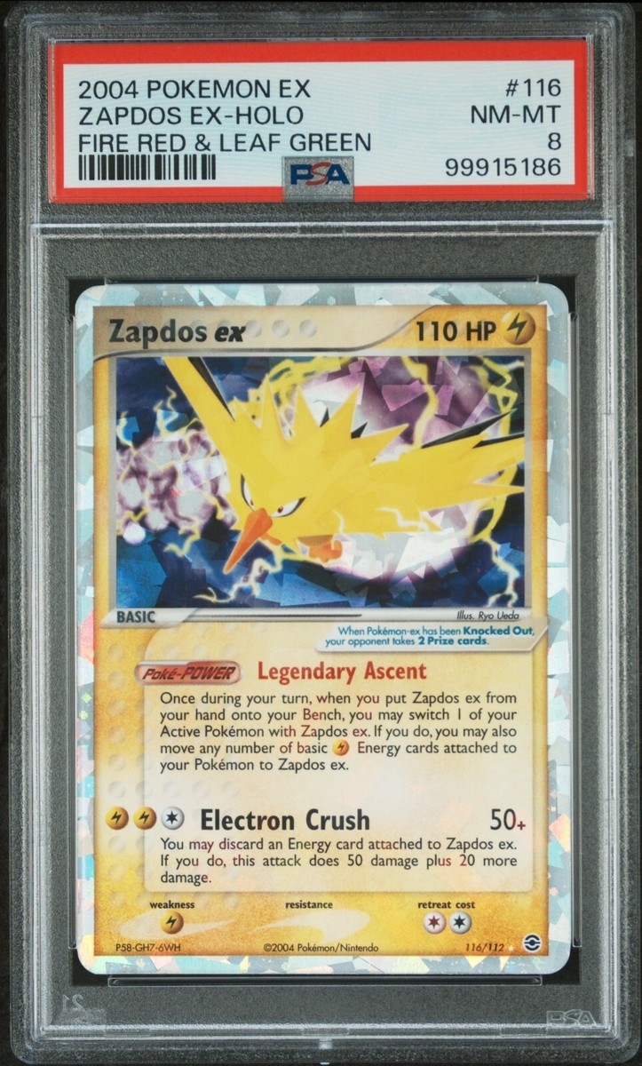 PSA 8 Zapdos ex Holo 116/112 EX Fire Red & Leaf Green 2004 Pokemon