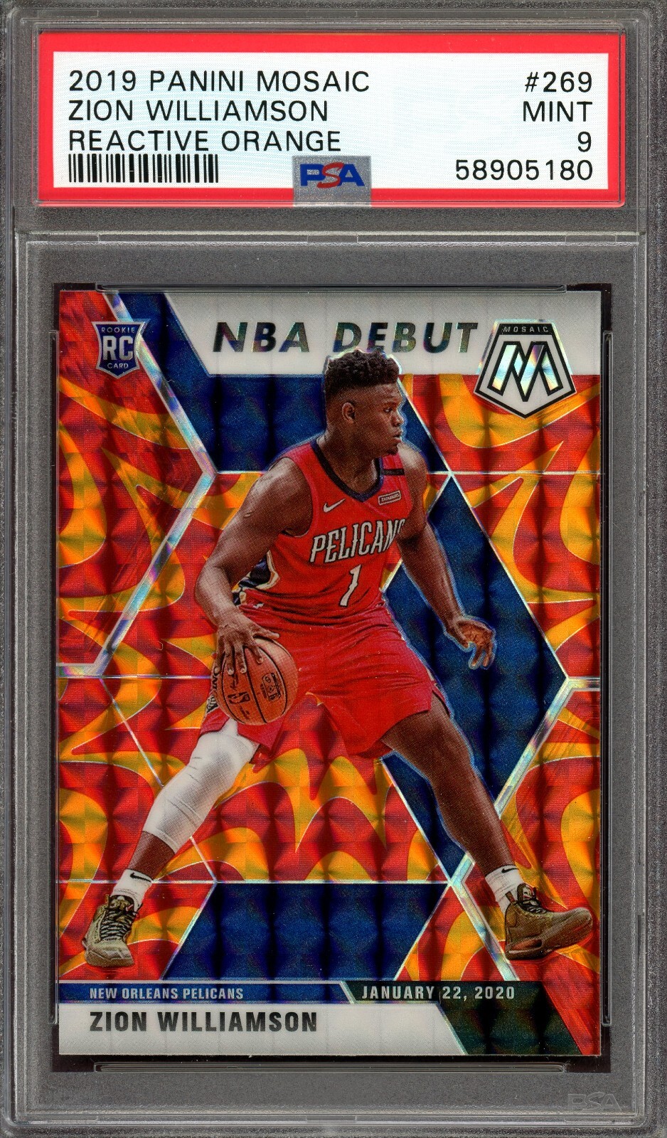 Zion Williamson 2019 Mosaic #269 NBA Debut - Reactive Orange Price