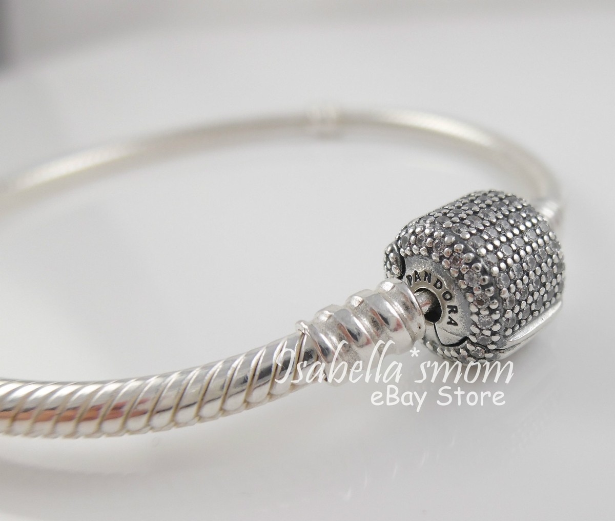 SIGNATURE CLASP Authentic PANDORA Silver/PAVE Charm BRACELET 6.7