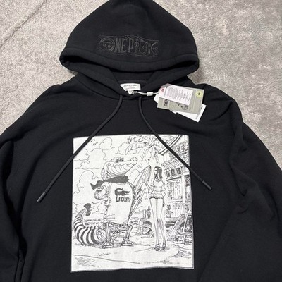 LACOSTE x ONE PIECE Cover Art Print Hoodie Limited Japan Black New