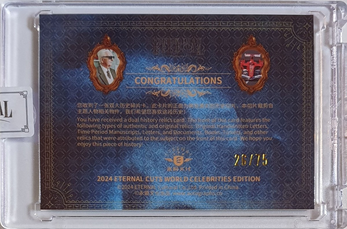 2024 Eternal Enzo Ferrari Michael Schumacher #RELICS BLUE /75 Dual