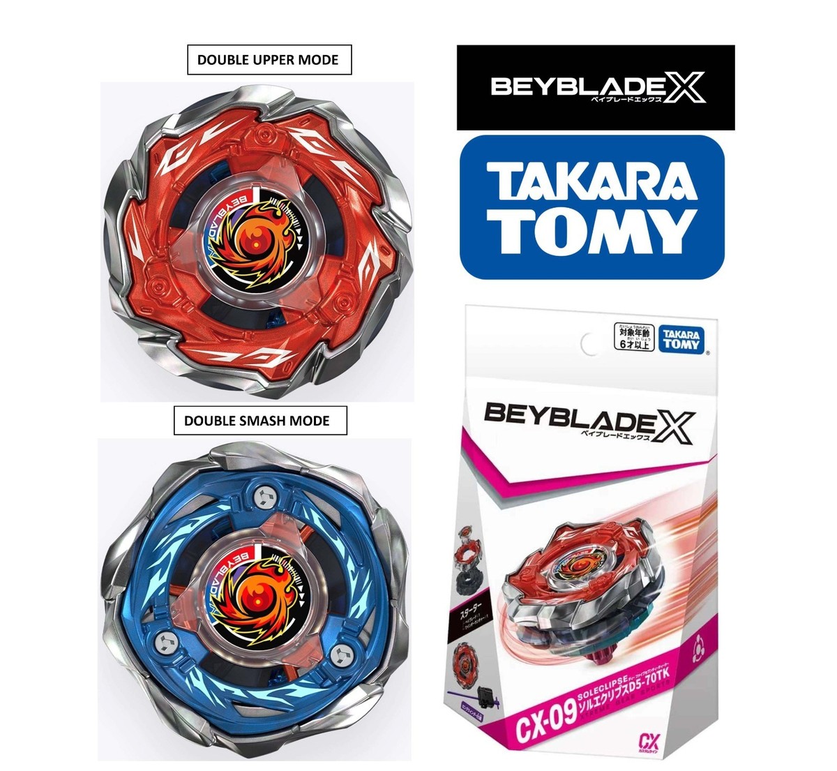 Takara Tomy Beyblade X CX-09 Starter SolEclipse D5-70TK | eBay