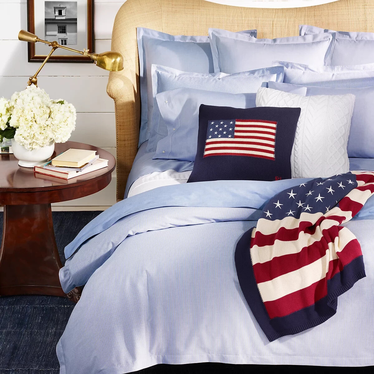 Ralph Lauren Organic Reversible Oxford Duvet Cover Solid Sky Blue