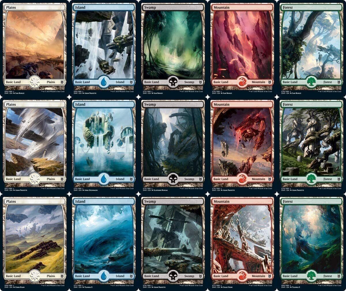 Zendikar Rising Full Art Land Set (1 each of 15) MTG Magic ZNR | eBay