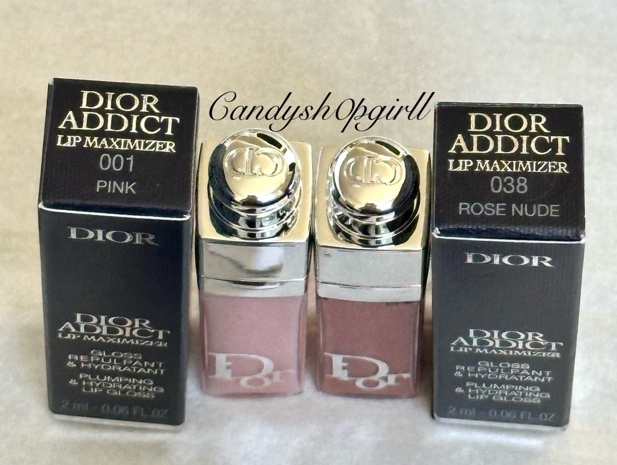 2x DIOR Addict Lip Maximizer Lip Gloss Mini 2ml Each 001 PINK And
