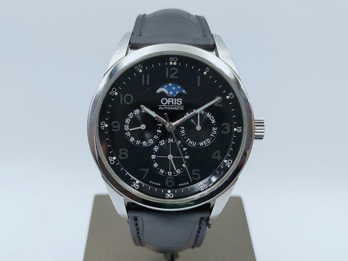 Authentic Oris 7516 Artelier Moonphase Steel Auto Black Dial 40mm